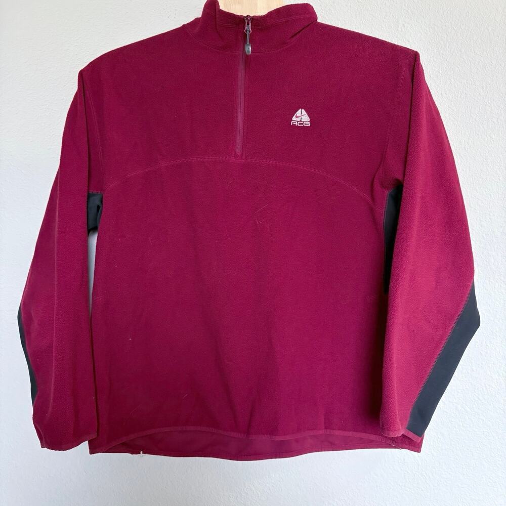 Nike ACG Therma Fit Pullover Fleece Burgundy Zip Jacket XXL RETRO HEAT Y2K